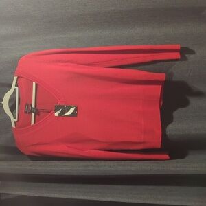 Halogen Vibrant Red V-Neck Cashmere Sweater.   New!